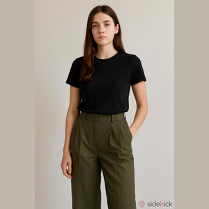 Zara Women's Pleated Olive Green Trousers - Size Small